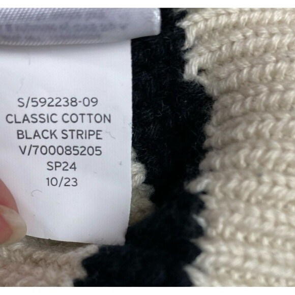Gap Women's Chunky Cotton Striped Sweater Sz L Black White Boxy Relaxed Crewneck - Picture 5 of 7